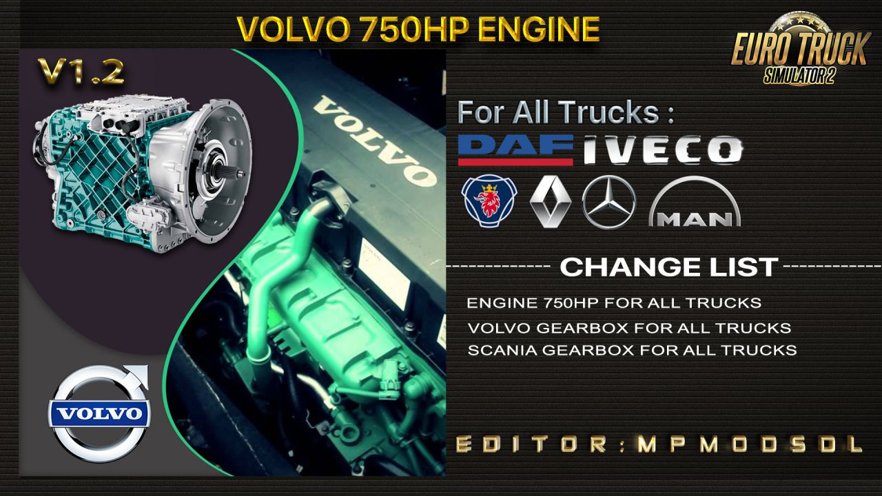 Volvo 750HP Engine For All Trucks Mod For ETS2 Multiplayer 1.39